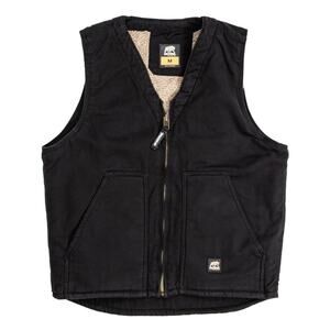 Berne Men’s 4XL Black Canvas Sherpa Fleece Lined Distressed Vest Work Core
